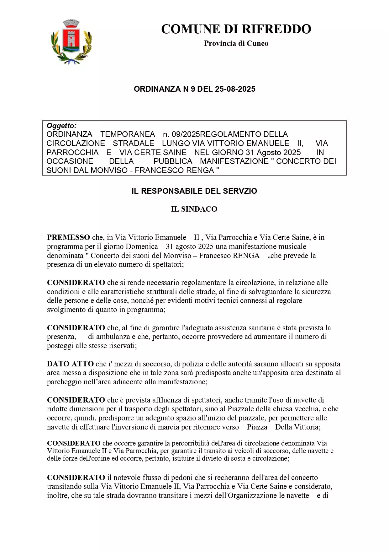 ORDINANZA